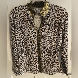 Alberto Makali Gold Sequin Leopard Blouse